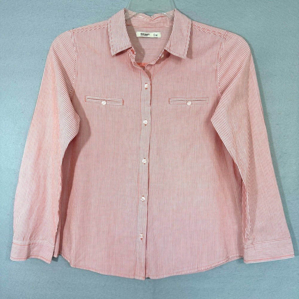 Old Navy Striped‎ Women's Button Top Size M Cotton Preppy Classic Minimalist